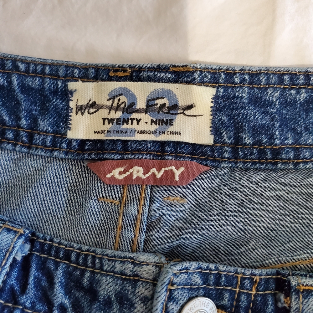 Free People We The Free Cargo Patchwork Jeans Wide Leg Utility Denim Size 29 - Picture 2 of 7